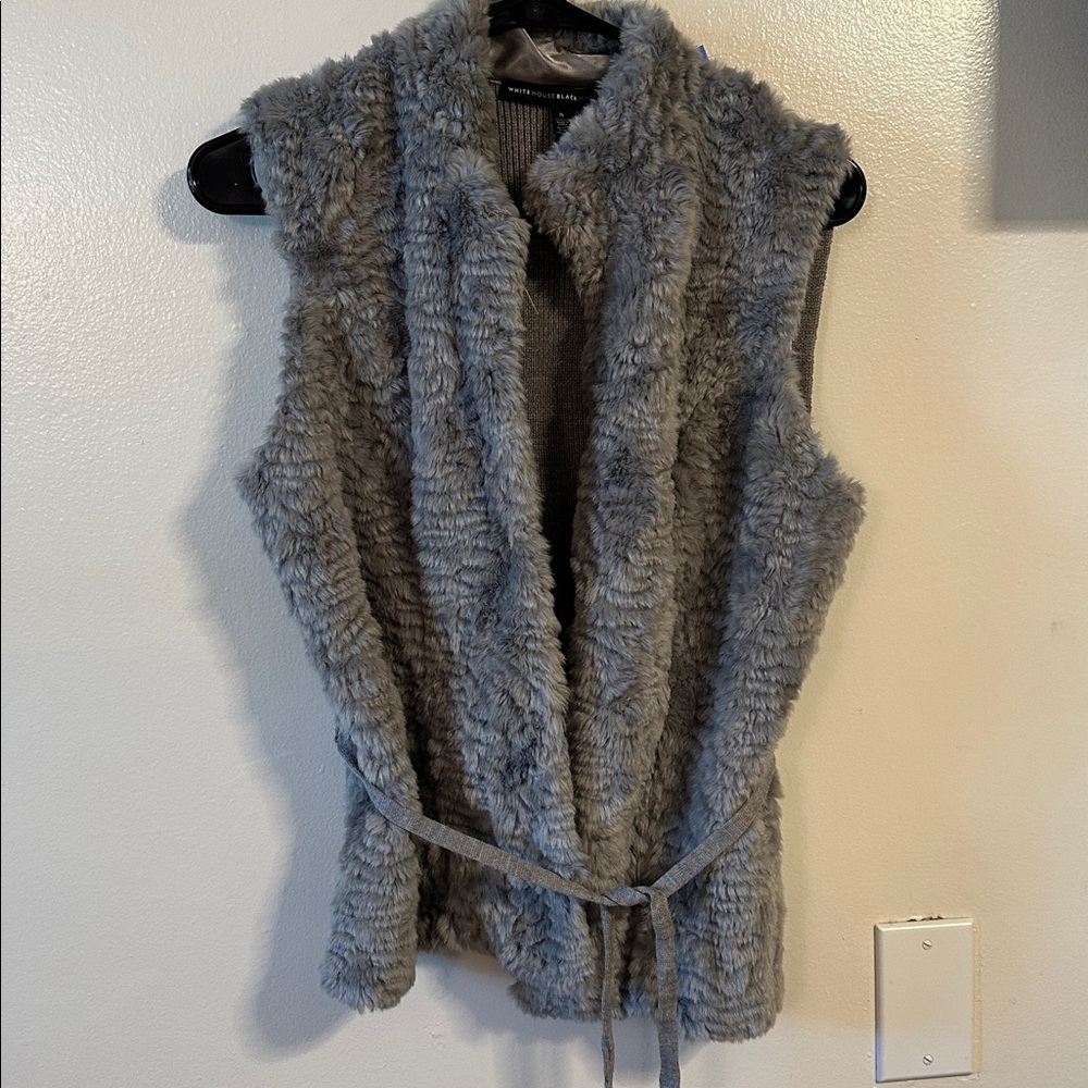 Gray faux fur/ sweater vest size small